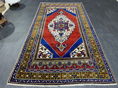 Persian RUG Vintage TURKISH 4x7 Rug Plush Vintage Rug Wool Oushak Rug Handmade Rug Hand Knotted Rug Natural Wool Rug