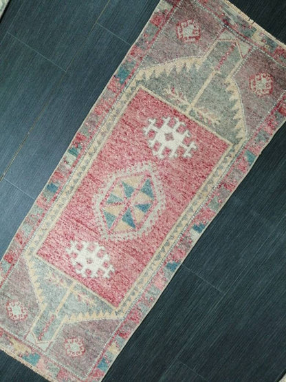 Small Vintage Rug Mini Rug Small Area Rug Turkish Rug Oushak Rug Persian Hand Made Rug Oriental Vintage Rug Door Mat Rug