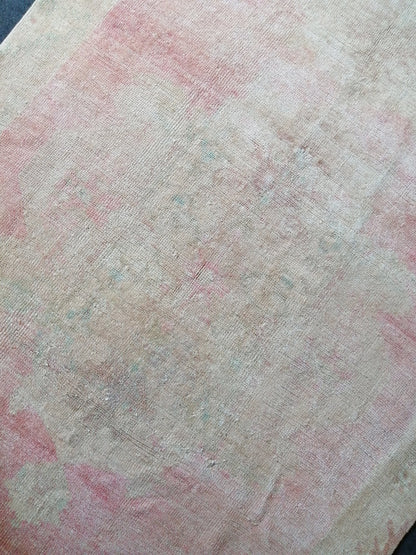 Muted Runner Rug OUSHAK RUG TURKISH 4.3 x 12 Rug Vintage Oushak Runner Rug Vintage Runner Rug Wool Rug Faded Vintage Turkish Rug