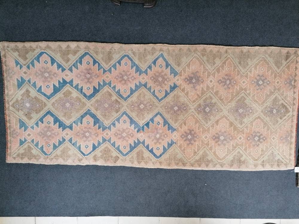 7'4x3'2 oushak turkish runner rug,turkish rug,oushak runner rug,vintage rug,kitchen runner rug,vintage oushak rug, vintage anatolian rug