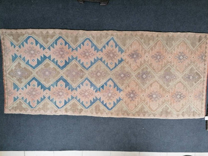 7'4x3'2 oushak turkish runner rug,turkish rug,oushak runner rug,vintage rug,kitchen runner rug,vintage oushak rug, vintage anatolian rug