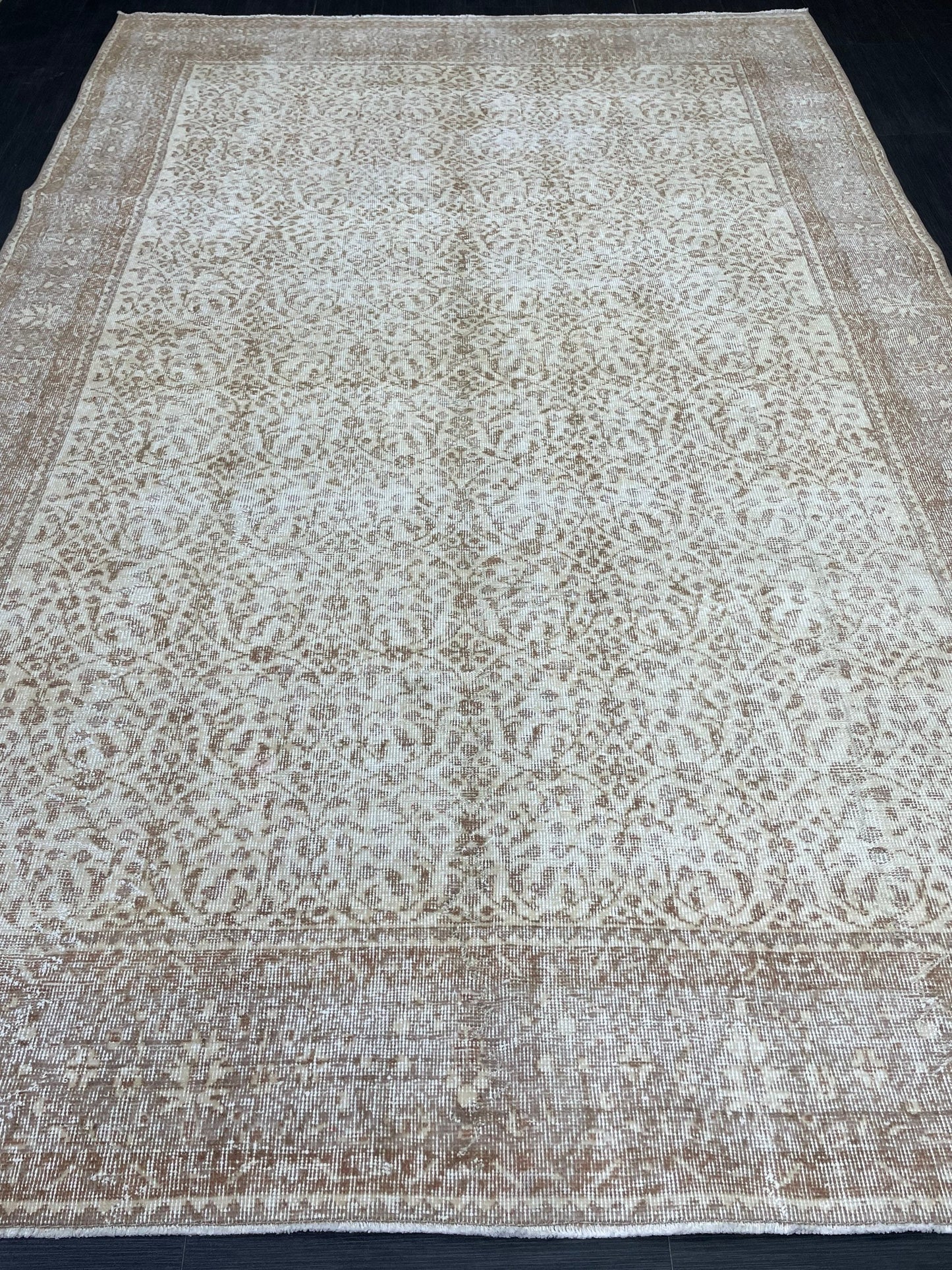 Muted Persian RUG 6.7 x 10 Turkish Oushak Rug Neutral Antique Rug Vintage Rug Wool Muted Oriental Rug Handmade Rug Hand Knotted Rug