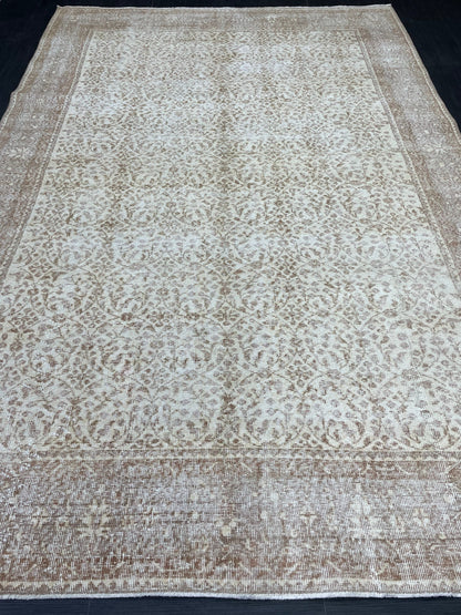 Muted Persian RUG 6.7 x 10 Turkish Oushak Rug Neutral Antique Rug Vintage Rug Wool Muted Oriental Rug Handmade Rug Hand Knotted Rug