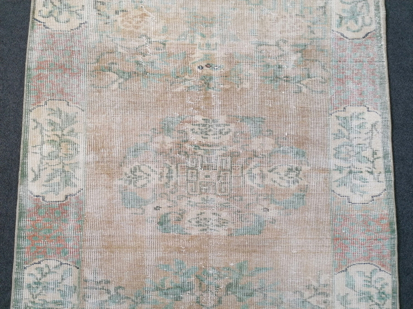 Muted distressed vintage rug 3'8x6'7 turkish rug, muted rug oushak rug floral rug oriental rug antique rug