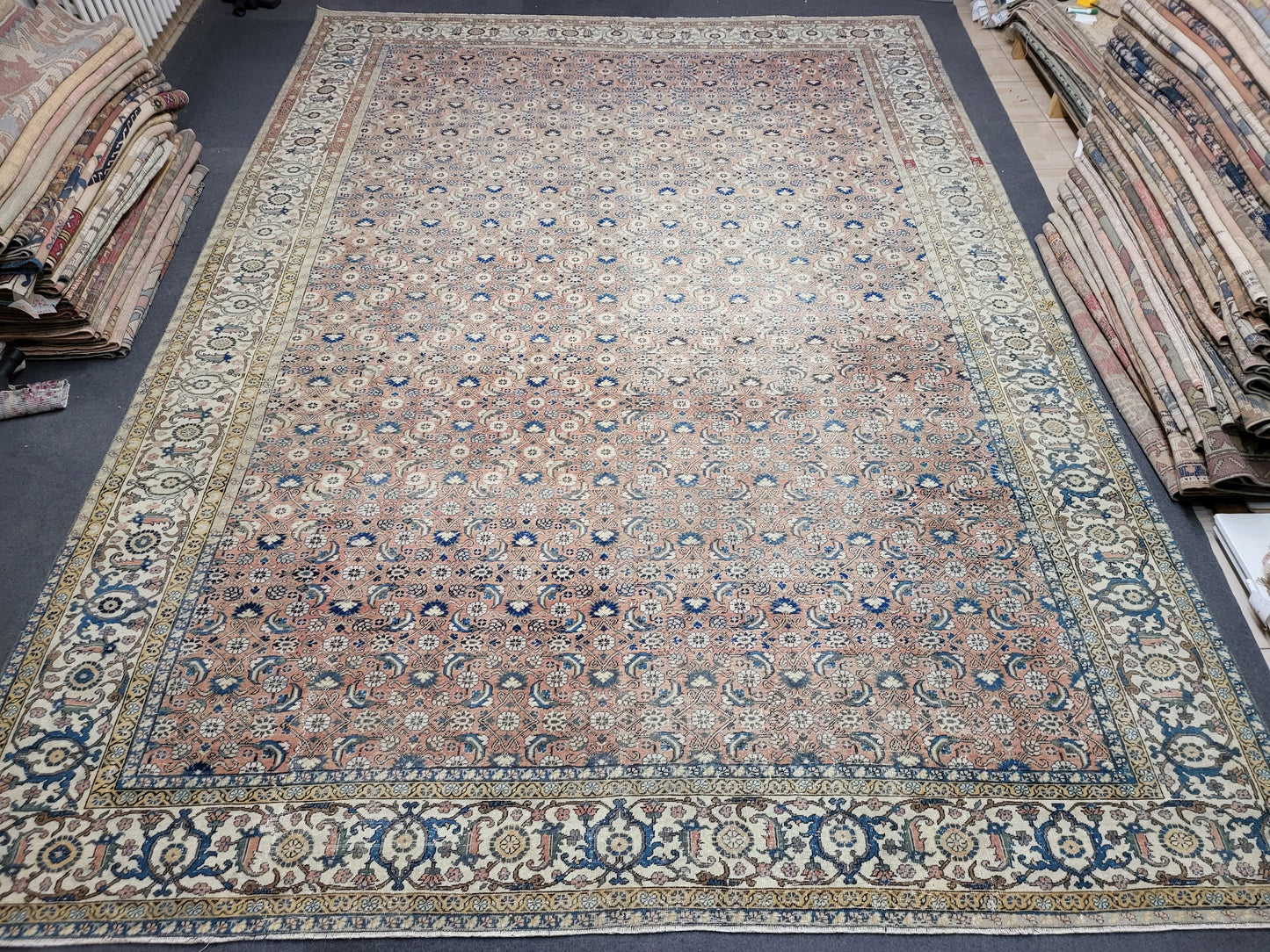 Antique Oushak RUG, Anatolian 9 x 12.6 Rug, Turkish Rug, Hand Knotted Rug, Vintage Wool Rug, Handmade Rug, Large Persian Rug