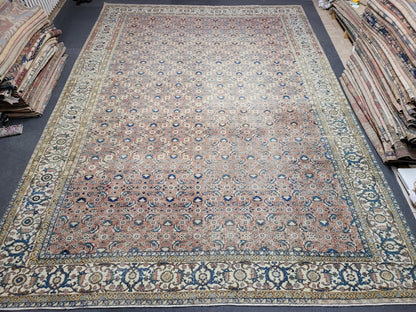 Antique Oushak RUG, Anatolian 9 x 12.6 Rug, Turkish Rug, Hand Knotted Rug, Vintage Wool Rug, Handmade Rug, Large Persian Rug