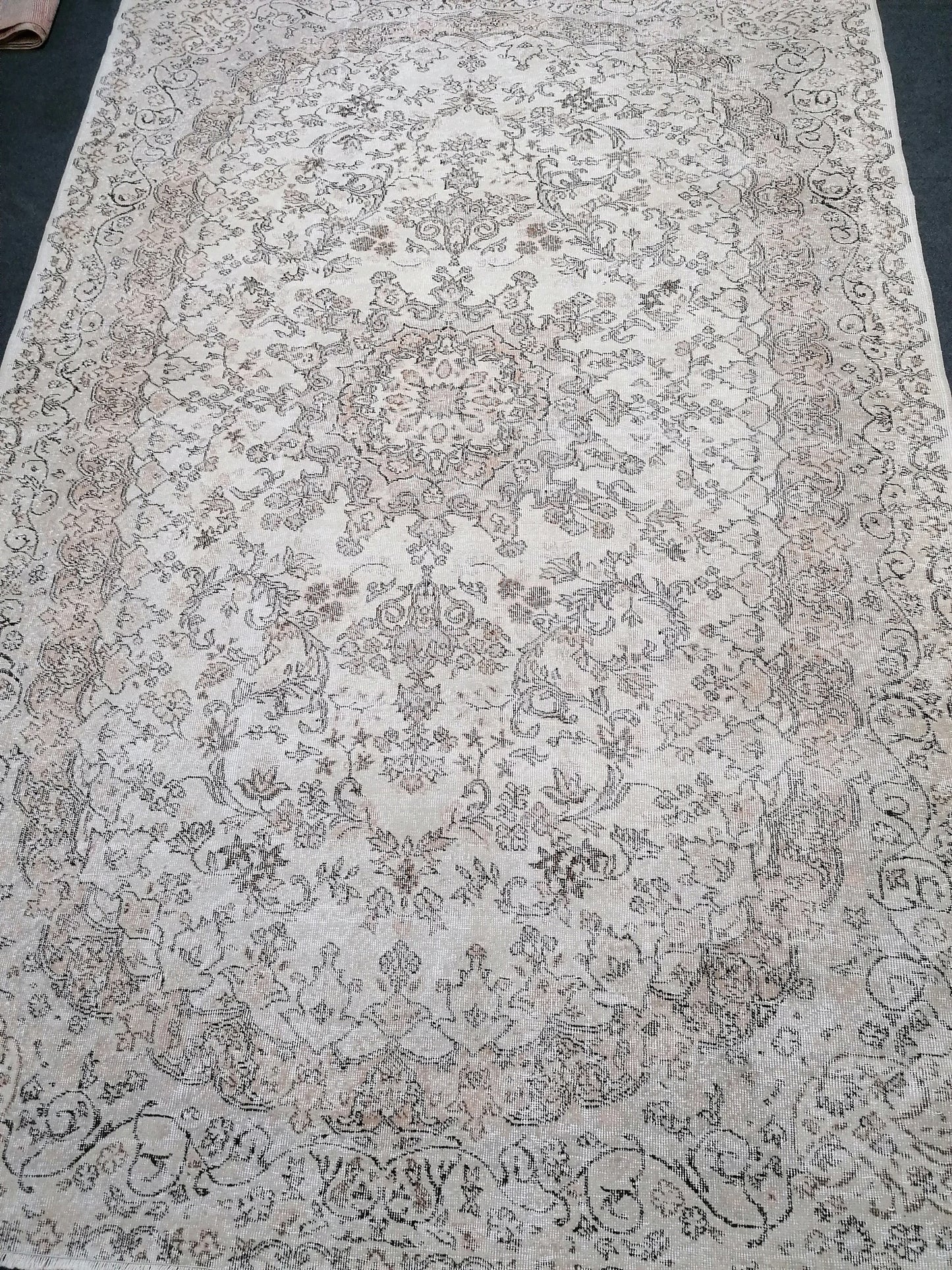 Oushak turkish rug 7.2 x 10.7 large wool rug, vintage knotted rug
