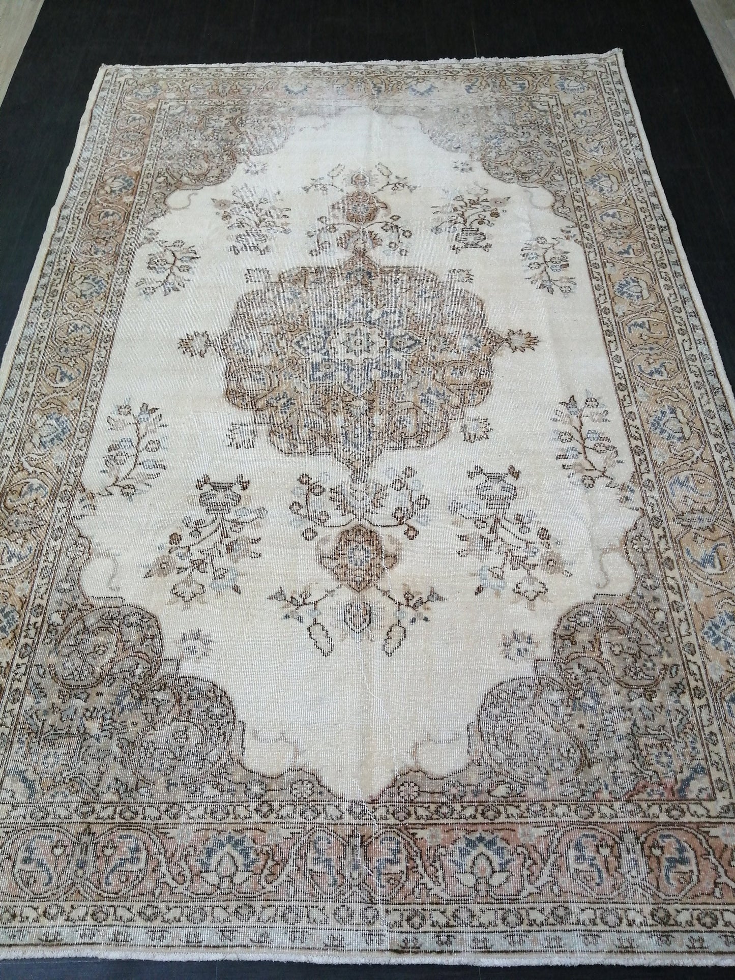 Vintage Rugs TURKISH HAND MADE Rugs   Vintage Turkish Rugs   Orienta Rug 7 x 10.4 Traditional Rug,  Vintage Persian Rug, Wool Rug