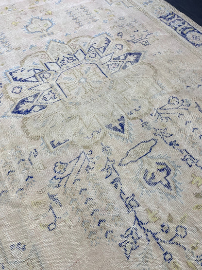 Large Distressed RUG 7x11 Muted TURKISH Antique Rug Vintage Persian Rug Vintage Rug Wool Oushak Rug HandMade Rug Hand Knotted Rug