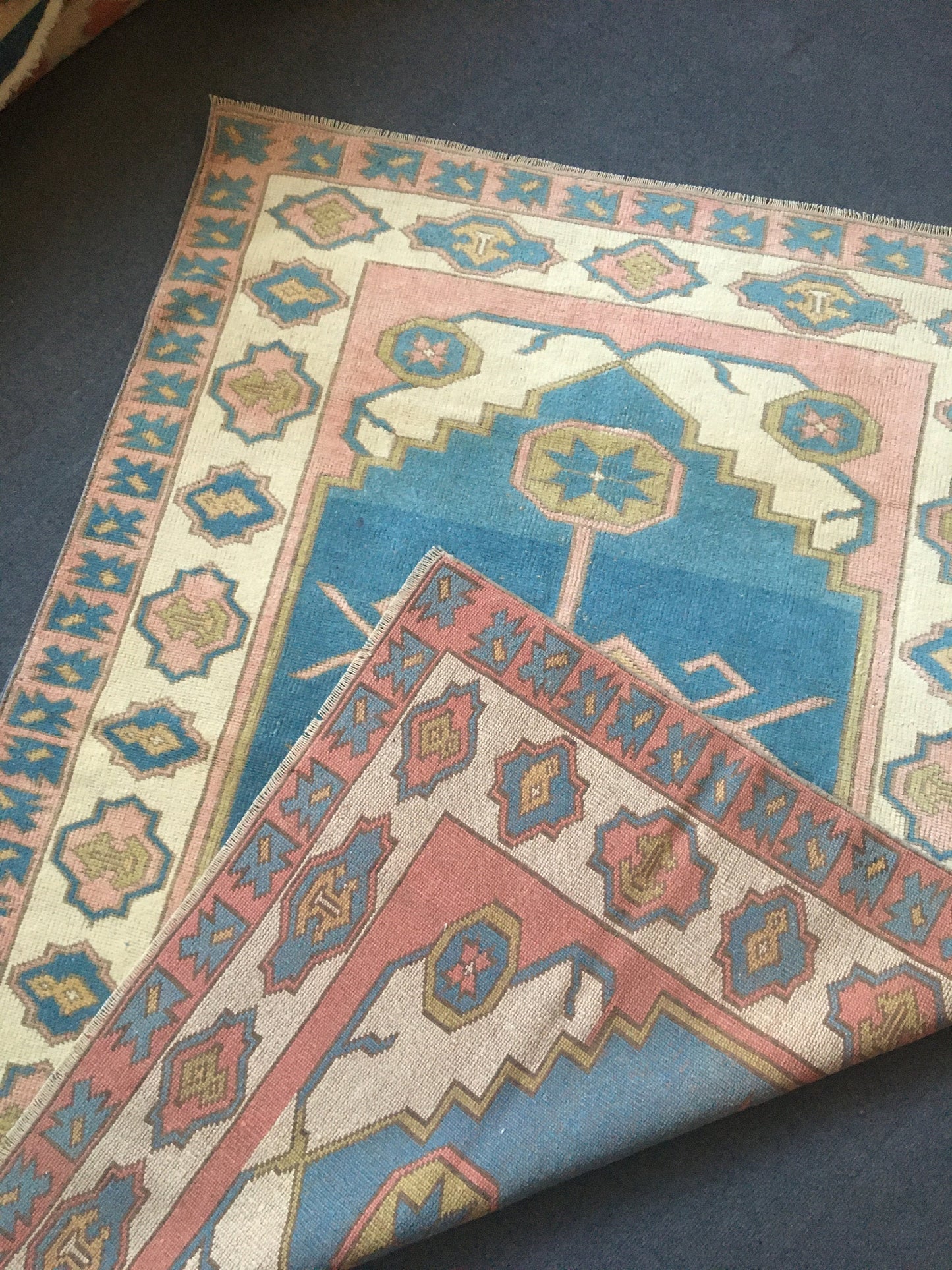 4x6 feet handmade living room area rug, large bedroom floor rug, turkish bathroom rug, hallway big rug, blue wool muted rug, bohemian rugs