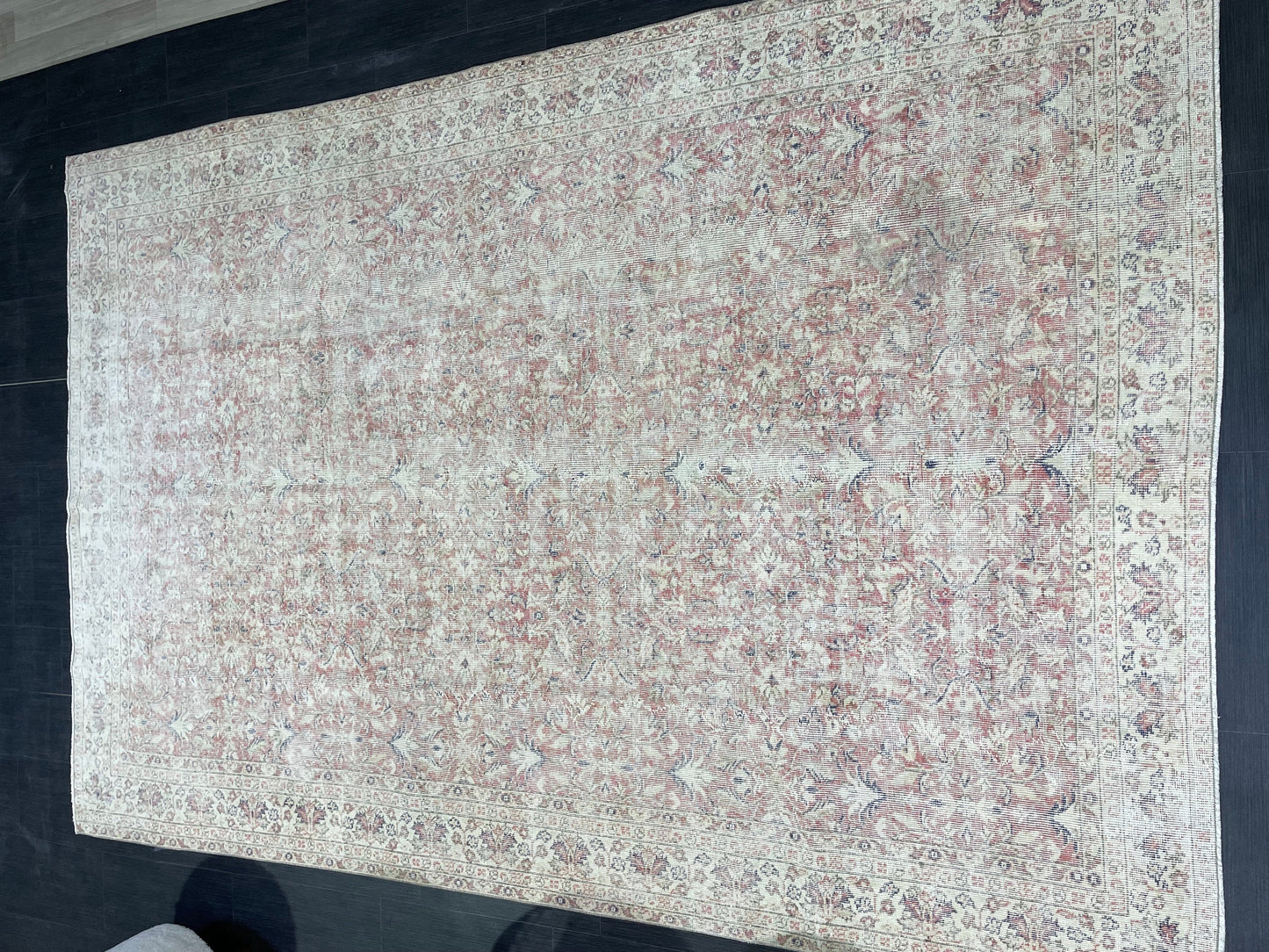 Large Distressed OUSHAK RUG, TURKISH 6.8 x 9.10 Rug Vintage Rug Vintage Persian Rug Wool Oriental Rug, Handmade Rug, Vintage Turkish Rug