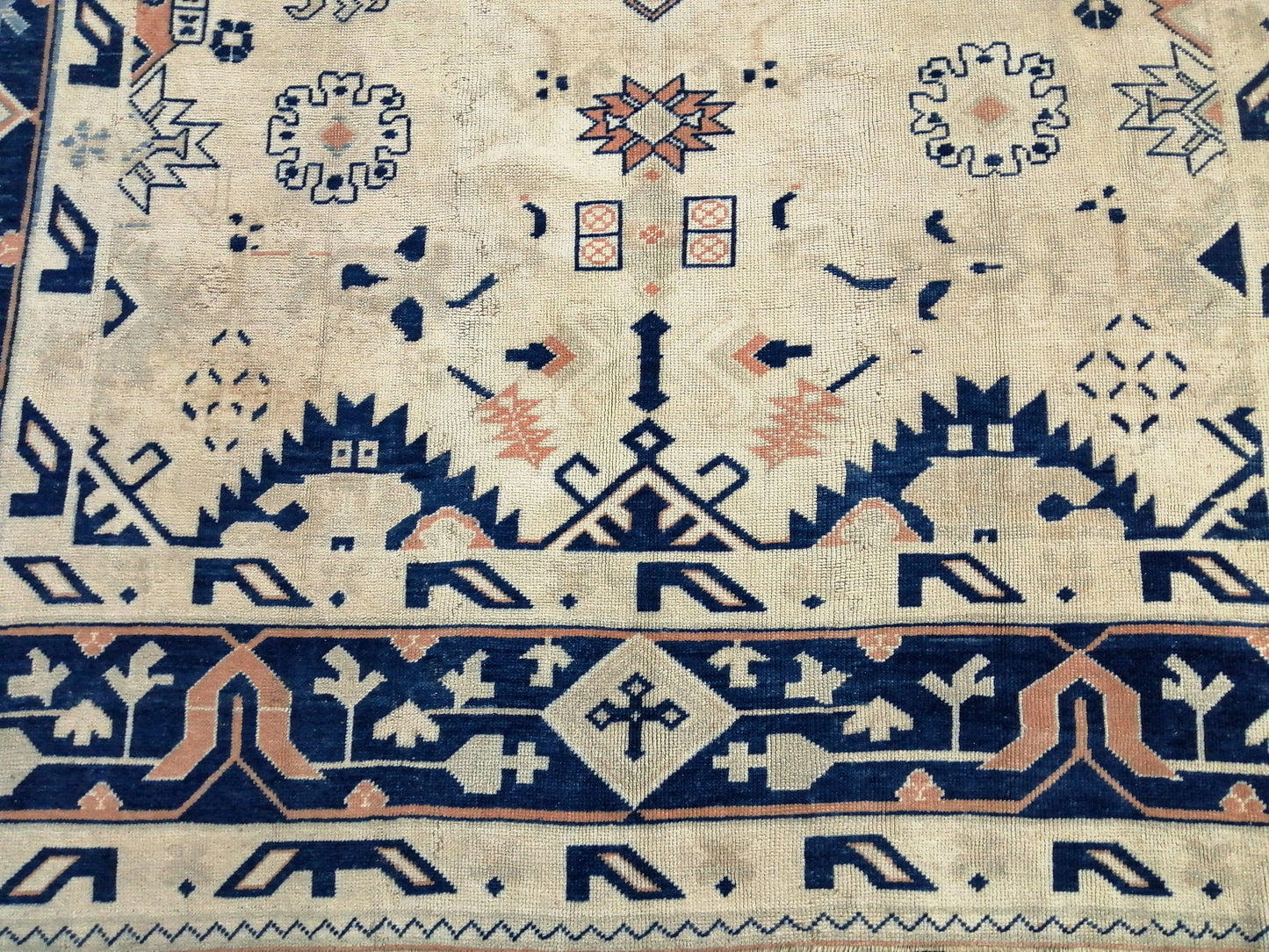 Oriental RUG 9x12 Oushak Rug Turkish Vintage Persian Rug Navy Vintage Rug Fine Wool Oushak Rugs Antique Turkish Rug Muted Living room Rug