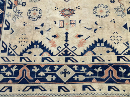 Oriental RUG 9x12 Oushak Rug Turkish Vintage Persian Rug Navy Vintage Rug Fine Wool Oushak Rugs Antique Turkish Rug Muted Living room Rug