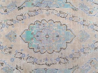 Large oushak rug 6'4x8'5 vintage wool rug, turkish hand made rug, living room rug, bohemian rug, area rug