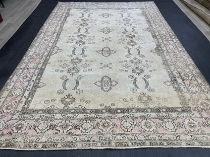 Vintage Rug 6.9 x 10.3 Vintage Persian Rug Muted Wool Oriental Rug Blue Hand Made Rugs Blue Distressed Turkish Rug Antique Rug