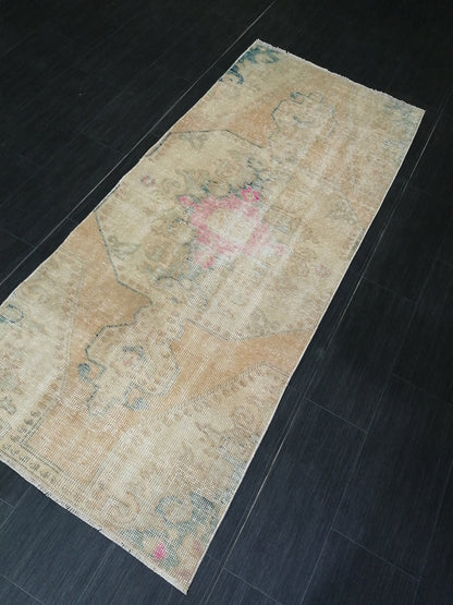 2.8 x 6.5 Distressed Runner  Rugs, Hand Made runner Rug, Oushak Rug, Rustic Rug, Rug Runner, Turkish Rug, Vintage Rug, Wool rug