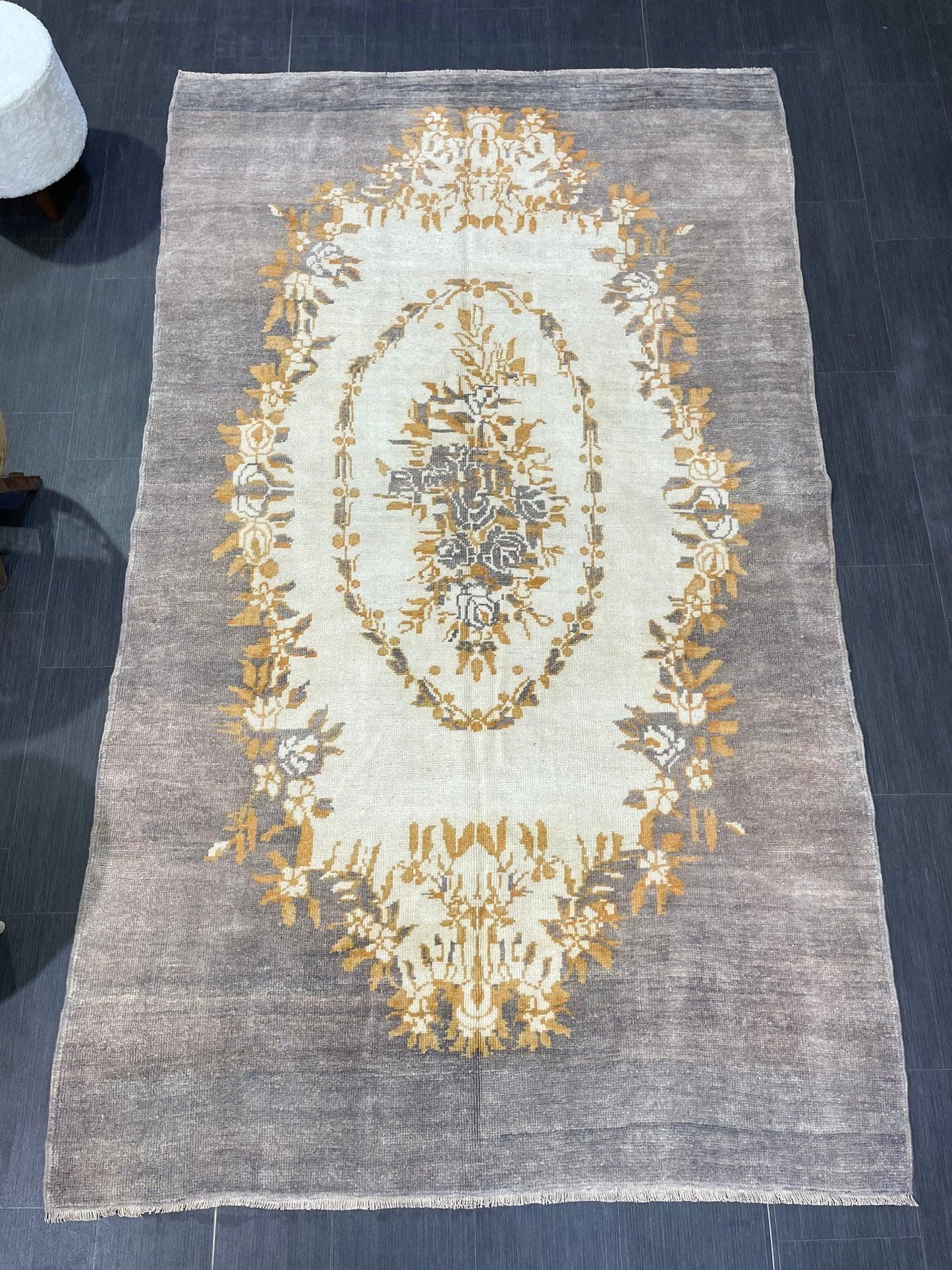 Vintage Rug, Persian 5.2 x 8.8 Rug, All Wool Hand Knotted Rug, HANDMADE Rug, Vintage Turkish Rug, Oushak Rug, Grey Wool Rug