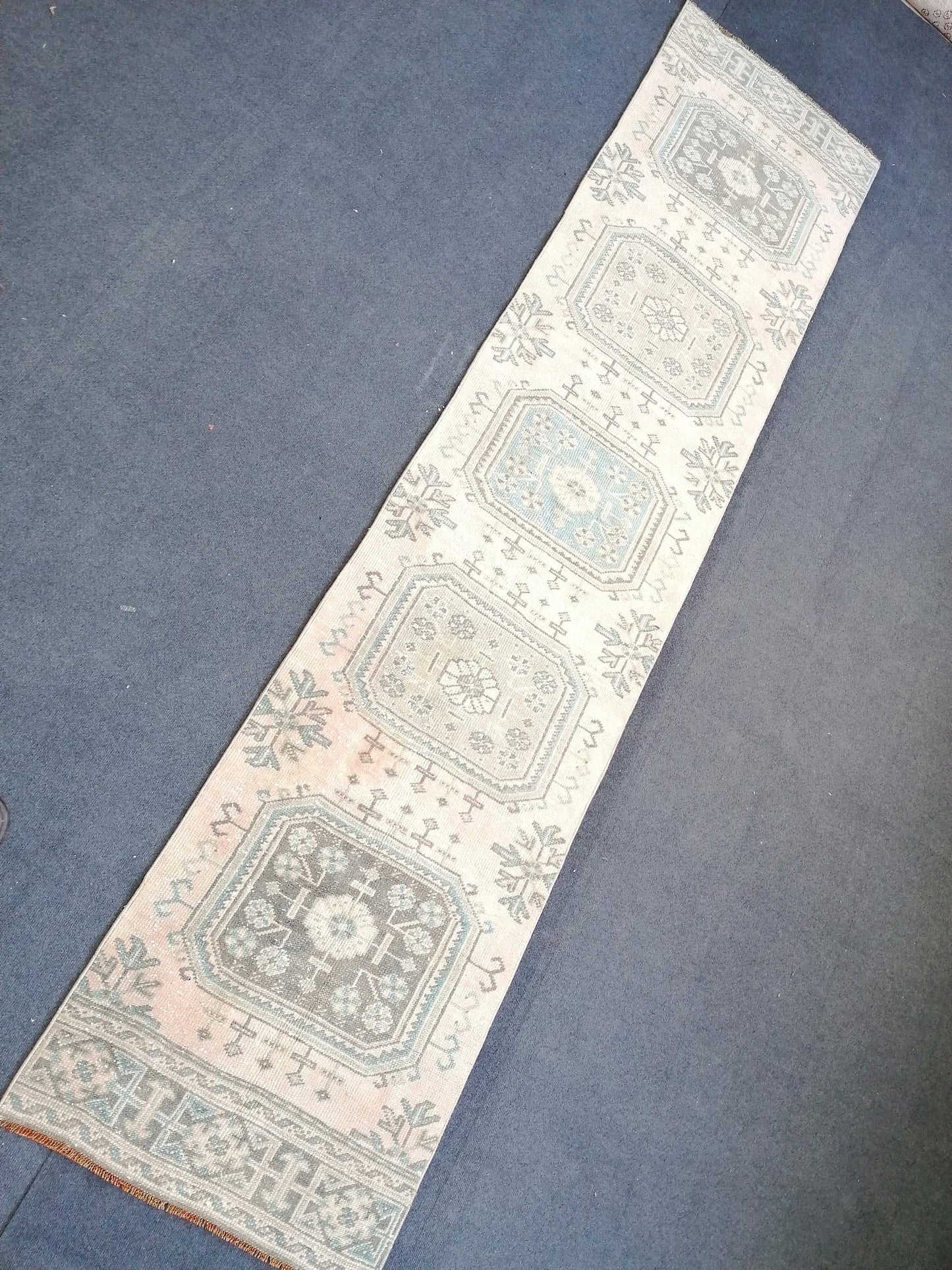 2.6 x 10.8 turkish runner rug, vintage oushak runner rug ,kitchen runner rug, hallway runner rug