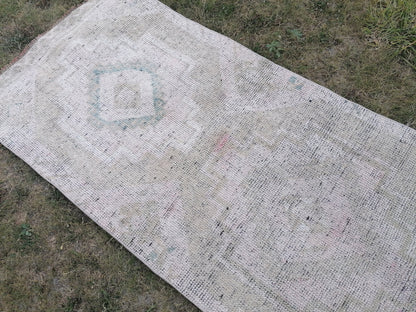 Pastel runner rug, vintage runner, anatolian wool runner,hallway runner, hand made runner 10'6x2'8 feet