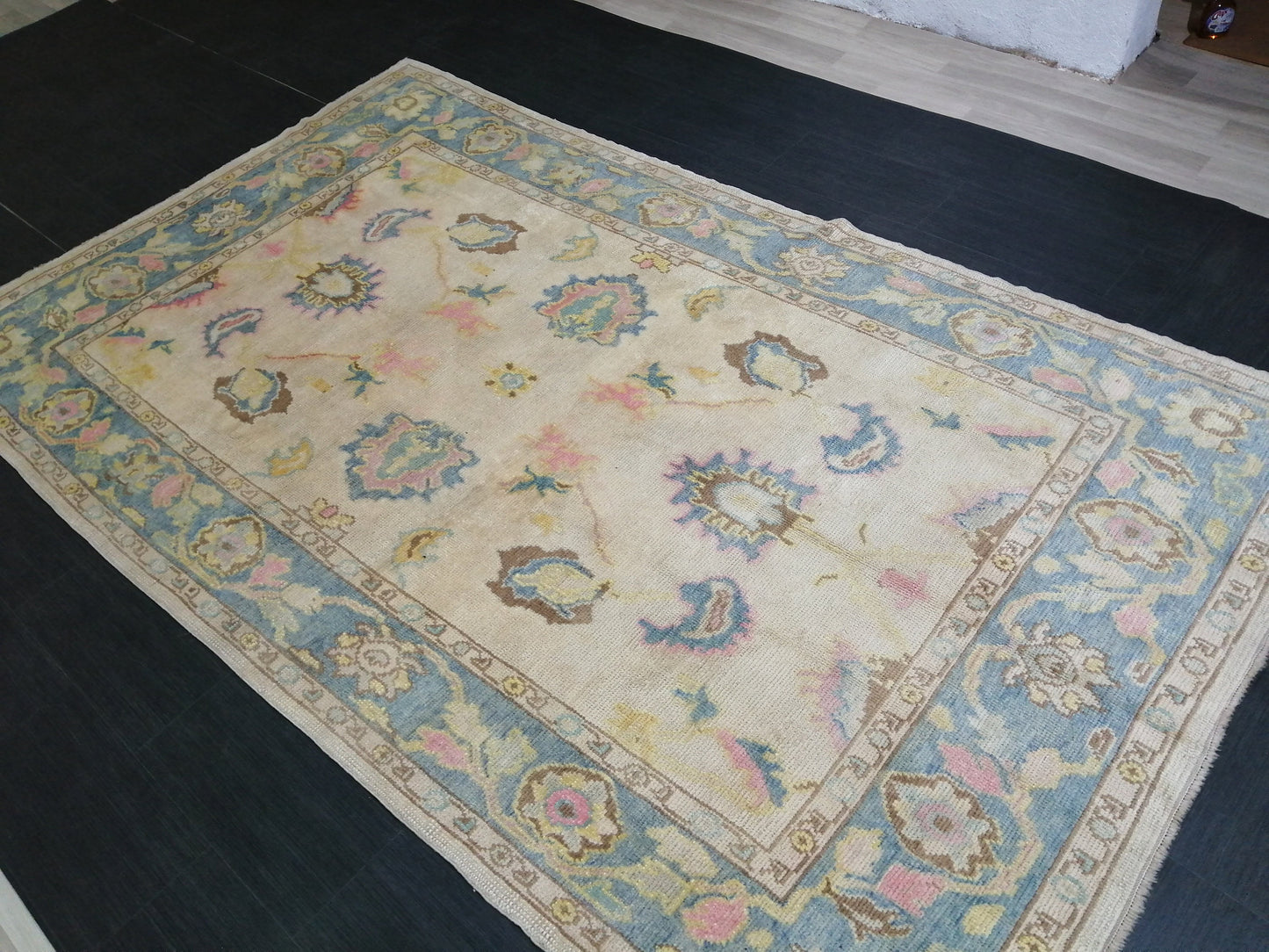 Muted OUSHAK RUG, TURKISH Oushak 6 x 10.3 rug Vintage 6x10 Rug Wool Vintage Turkish Rug Hand Made Rugs, Made In Turkey Hand craft Rug