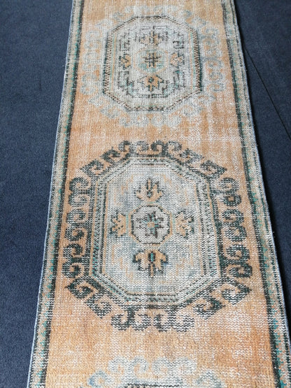 11.8 x 2.7 Muted Oushak Runner Rug Turkish Runner Rug Vintage Runner Rug Hallway Runner Rug Kitchen Runner Rug Wool Runner Rug