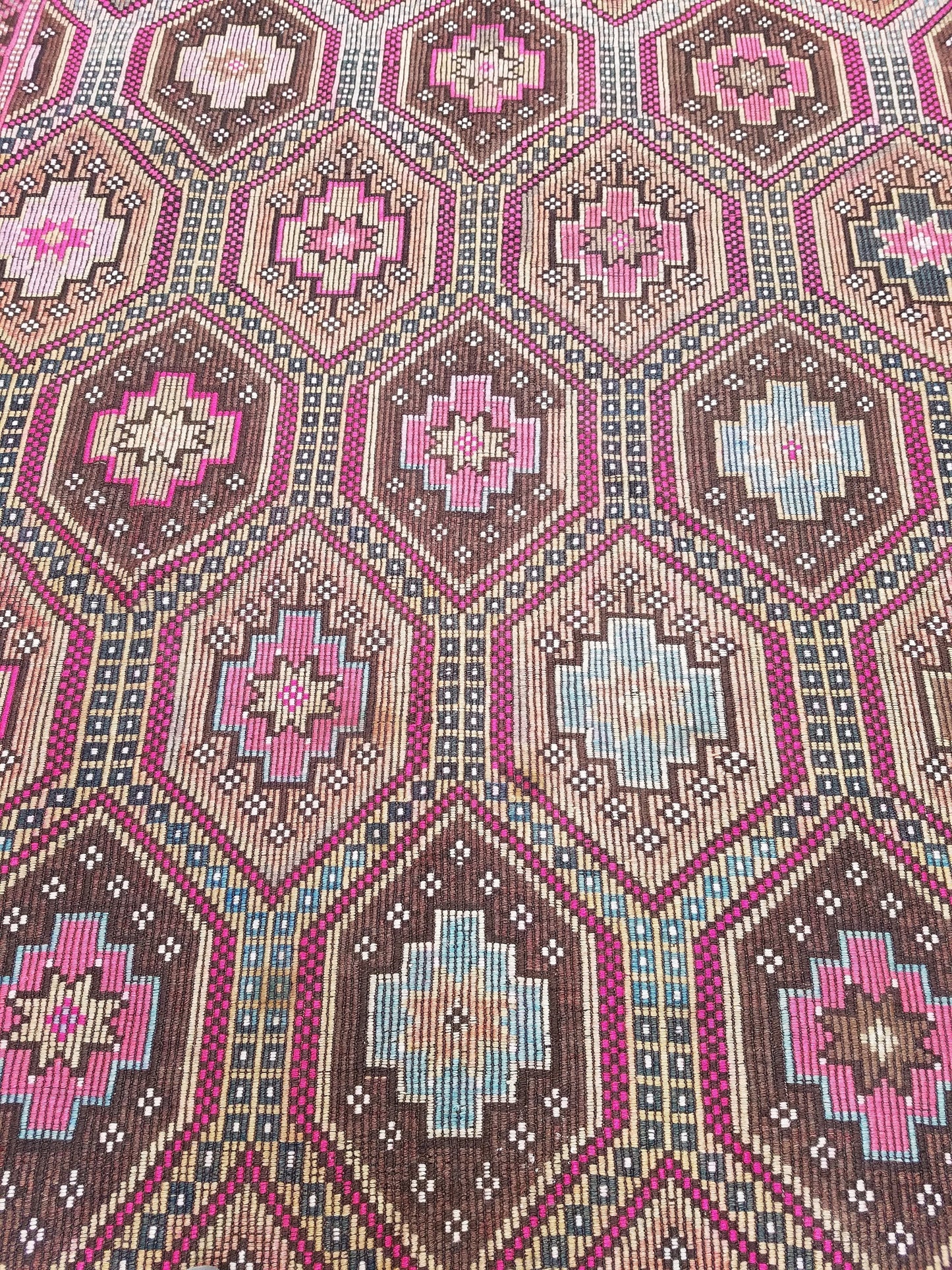 9'5x6'6 flatwoven with embroidery rug, kilim rug, turkish hand made rugs vintage turkish rugs oushak rug vintage oushak rug, wool rug