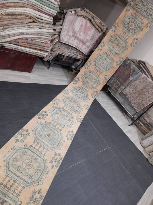 Extra Long Turkish Runner Rug Long Vintage Runner Rug 2.6 x 21.2 Vintage Distresse Runner Extra Long Oriental Runner Muted XL Antique Runner