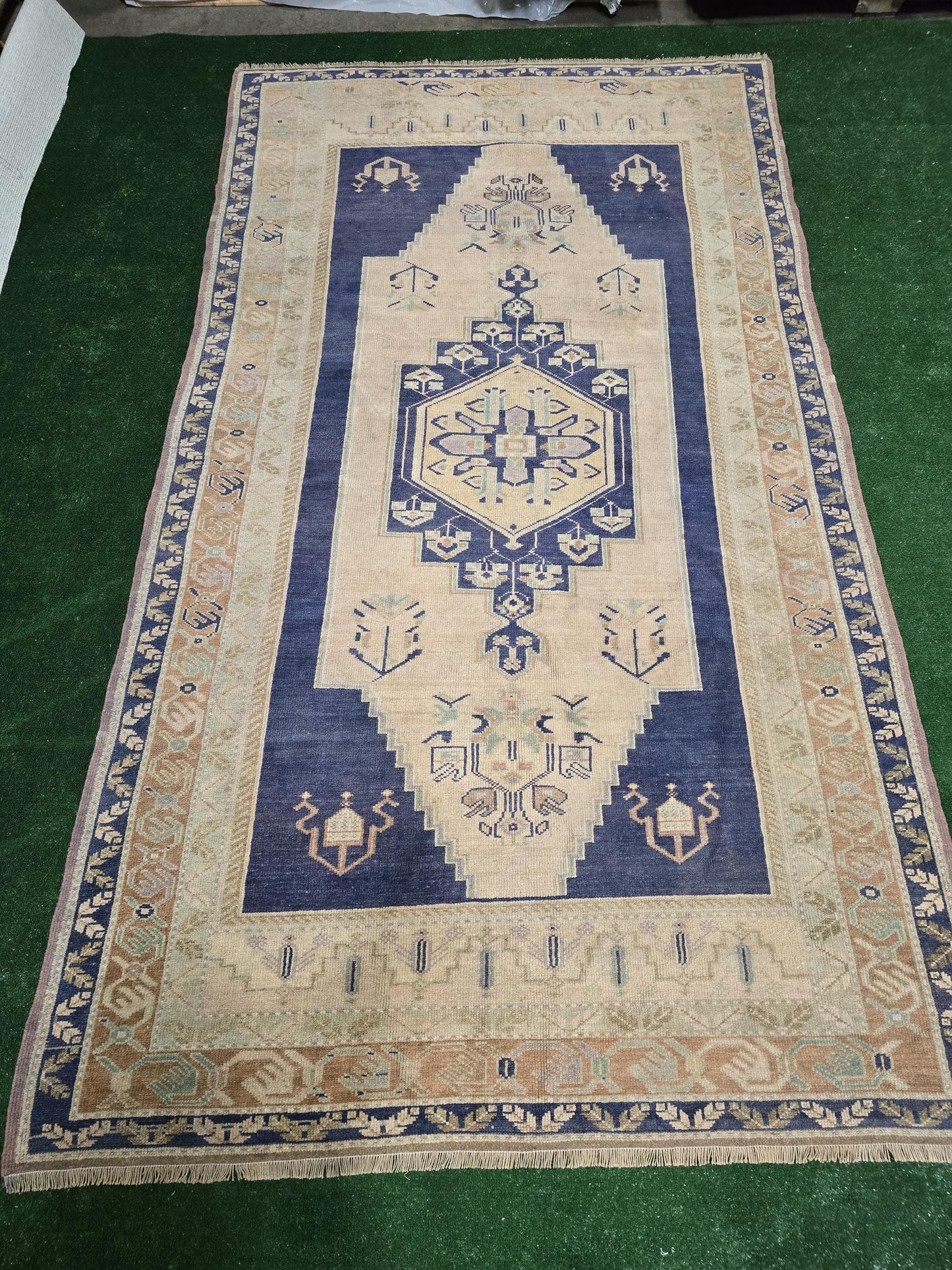 Quality OUSHAK RUG, TURKISH Oushak Rug, Vintage Oushak 5.6 x 10 Rug, Vintage Blue Rug,  Wool Handmade Rug, Anatolian Rug, Hand Knotted Rug