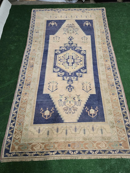 Quality OUSHAK RUG, TURKISH Oushak Rug, Vintage Oushak 5.6 x 10 Rug, Vintage Blue Rug,  Wool Handmade Rug, Anatolian Rug, Hand Knotted Rug