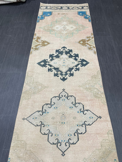 Oushak Runner Rug Turkish 2.7 x 13 Runner Rug Vintage Runner Rug Hallway Runner Rug Kitchen Runner Rug Wool Runner Rug Handmade Rug