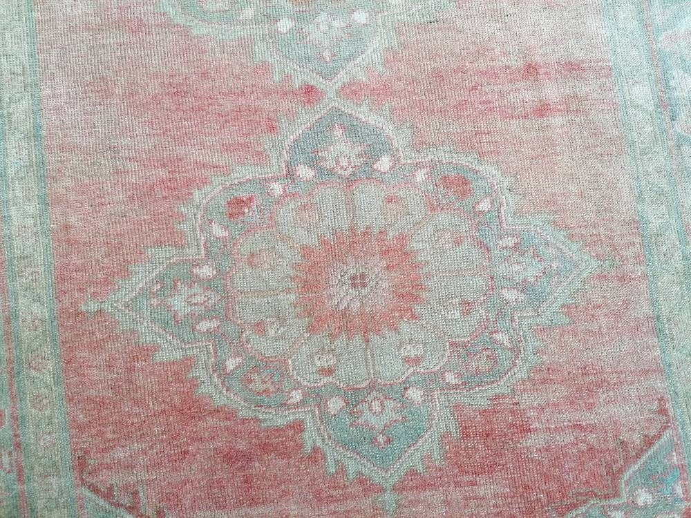 Turkish oushak runner rug 5'2x10'5 pastel vintage runner rug, unique hand made wool runner rug, kitchen runner rug, hallway runner rug