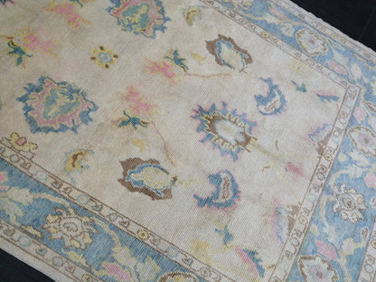 Muted OUSHAK RUG, TURKISH Oushak 6 x 10.3 rug Vintage 6x10 Rug Wool Vintage Turkish Rug Hand Made Rugs, Made In Turkey Hand craft Rug