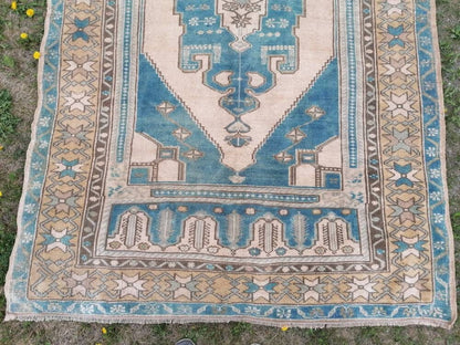 Vintage rug, turkish vintage oushak rug 4'7x9 hand made wool rug, boho floor rug
