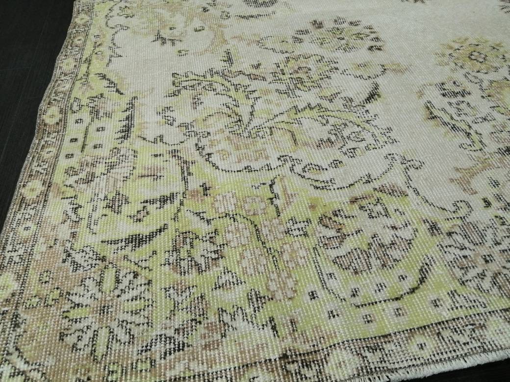 Floral Muted RUG 10.6 x 6 Muted TURKISH Rug Oriental Vintage Wool Rug Hand Made Rugs Vintage Large Turkish Rug