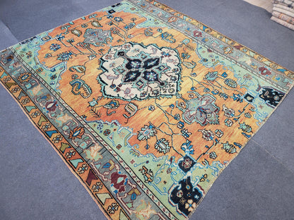 Handmade Rug, Hand Knotted 5.2 x 5.5 Rug, Oushak Rug, Rustic Rug, Vanity Rug, Turkish Rug, Farmhouse Rug, Vintage Rug, Wool rug