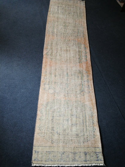 11 x 2.8 Low Wool Pile Oushak Runner Rug Turkish Runner Rug Vintage Runner Rug Hallway Runner Rug Kitchen Runner Rug Wool Runner Rug Wool