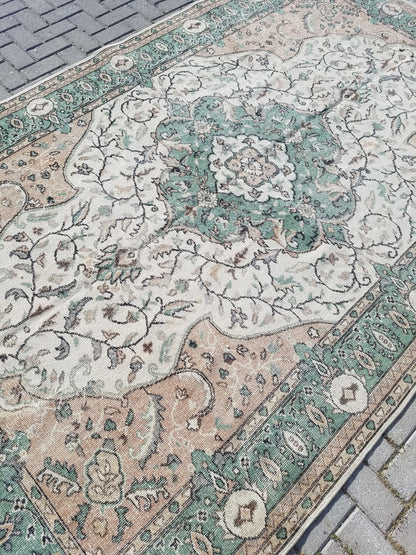 Oushak rug 6.3x10 vintage large rug vintage hand made rug