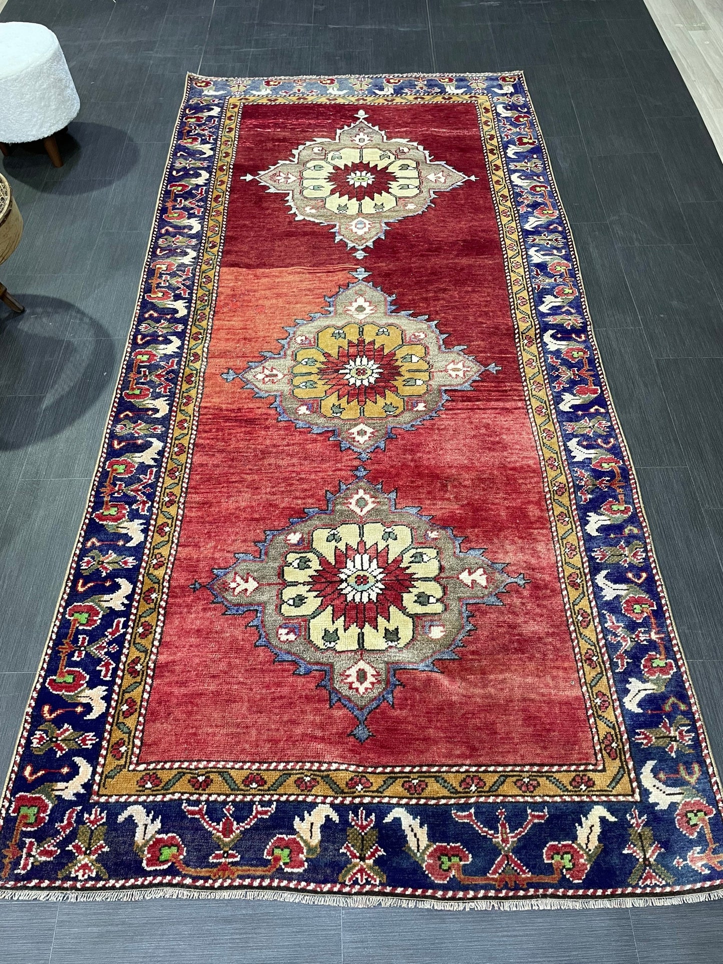 Wool Rug, TURKISH Handmade 4.5 x 9.6 Rug, Vintage Turkish Rugs, Anatolian Oushak Rug, Turkish Oushak Rug, Vintage Oushak Rug, Hand Knotted