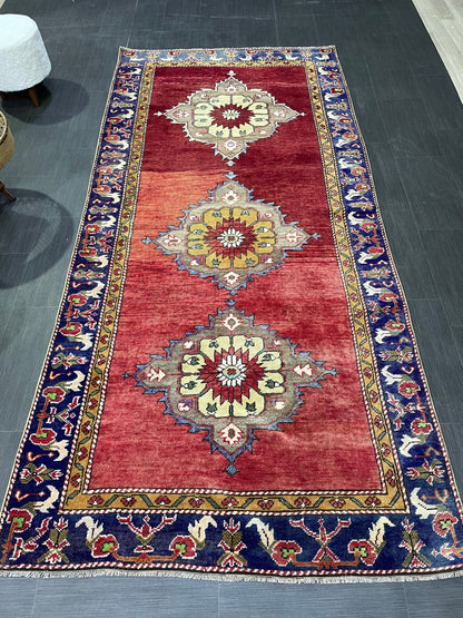 Wool Rug, TURKISH Handmade 4.5 x 9.6 Rug, Vintage Turkish Rugs, Anatolian Oushak Rug, Turkish Oushak Rug, Vintage Oushak Rug, Hand Knotted