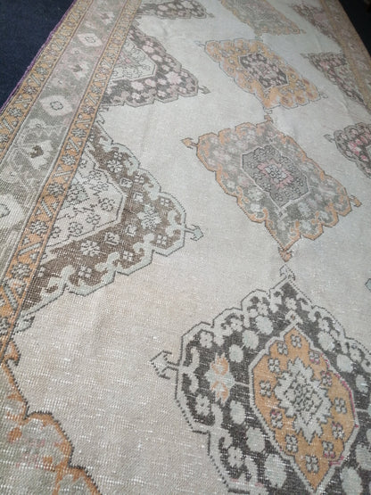 5 x 12.6 OUSHAK RUG TURKISH Muted Runner Rug Vintage Oushak Runner Rug Vintage Runner Rug Wool Oushak Rug Hand Made Rugs Vintage Turkish Rug