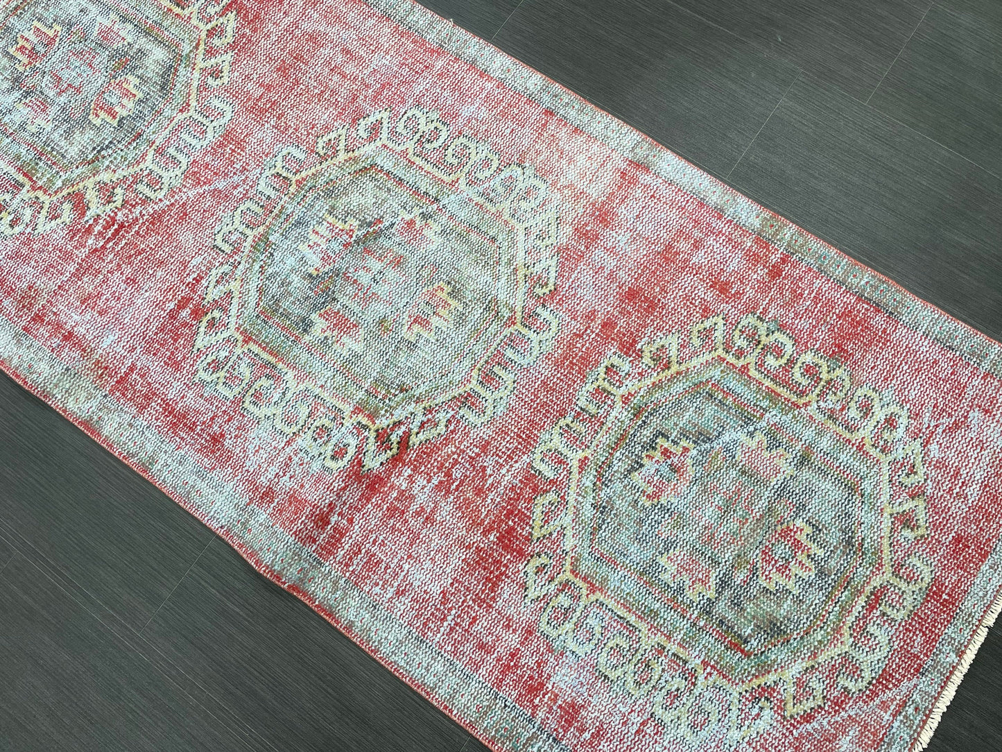 Vintage Runner Rug 3 x 11.6 Distressed Handmade Runner Rug Turkish Runner Rug Vintage Runner Rug Hallway Runner Rug Wool Kitchen Runner