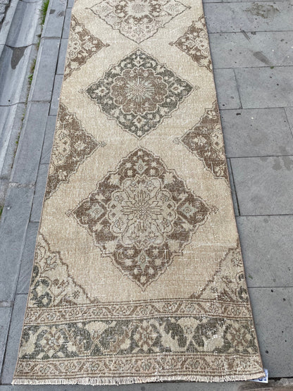 Vintage Stairs Runner Rug 2.8 x 24 Extra Long Wool TURKISH Runner Rug Handmade Runner VINTAGE Runner Hand Knotted Runner Distressed runner