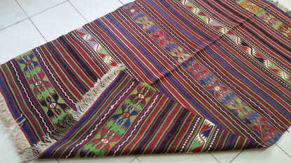 Hand Made Oushak Rug  KiLiM Rug Turkish Rug Vintage Rug Flatwoven with Embroidered