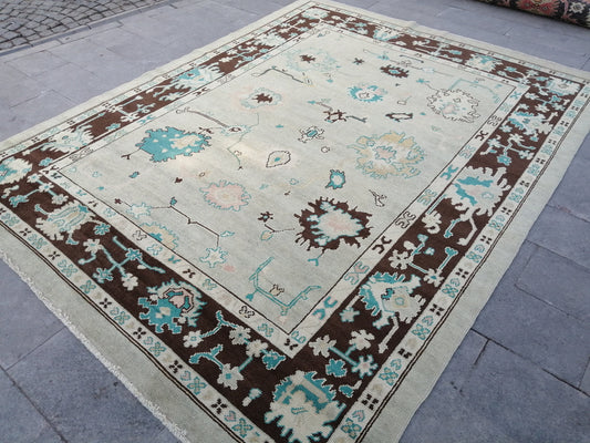 11.4 X 8.9 OUSHAK RUG, TURKISH Oushak Rug, Vintage Oushak  Rug, Rug,Wool 9x11 Oushak Rug Hand Made Rugs, Made In Turkey Oushak Rug 9x12 8x11