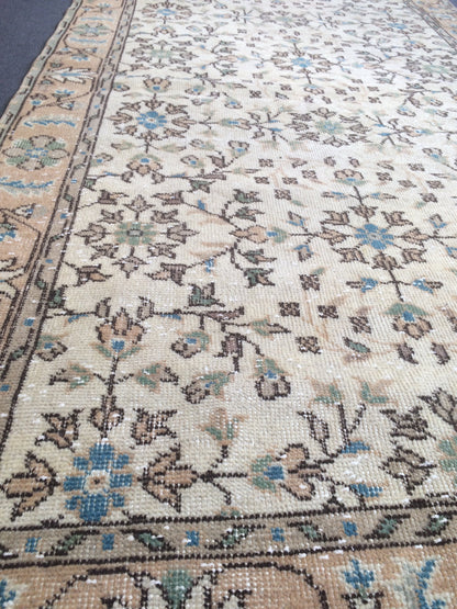 Floral Oushak Rug Bohemian Rug Turkish Rug Vintage Rug