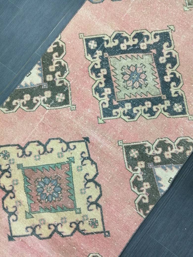 Muted Vintage Runner Rug 2.9 x 13 Vintage Persian Runner Rug Distressed Hallway Runner Rug Turkish Kitchen Runner Rug Antique Wool Runner