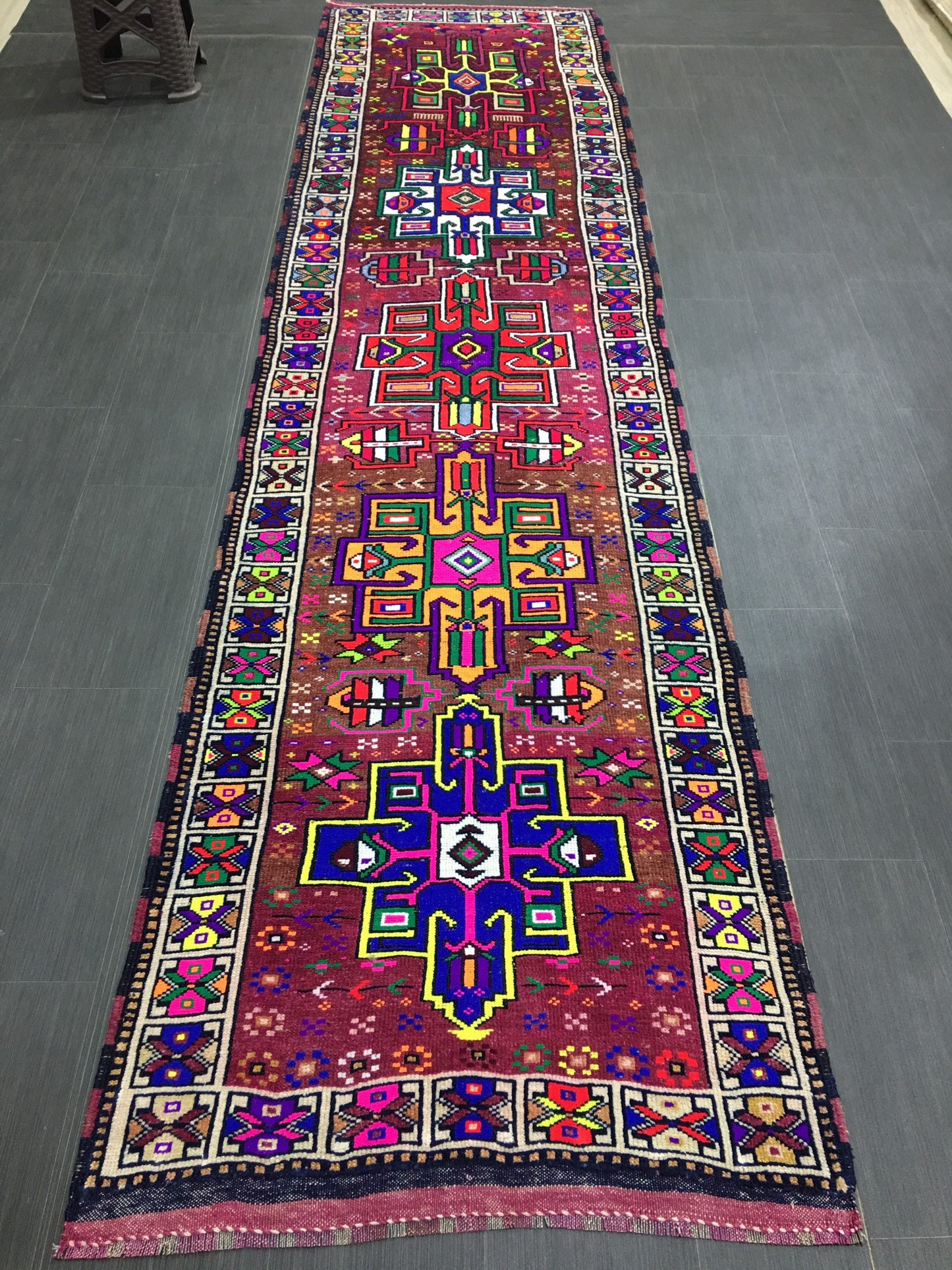 Vintage Runner Rug  3x12 Hand Knotted Runner Rug Turkish Runner Rug Muted Persian Runner Rug Vintage Runner Rug Oriental Runner Rug