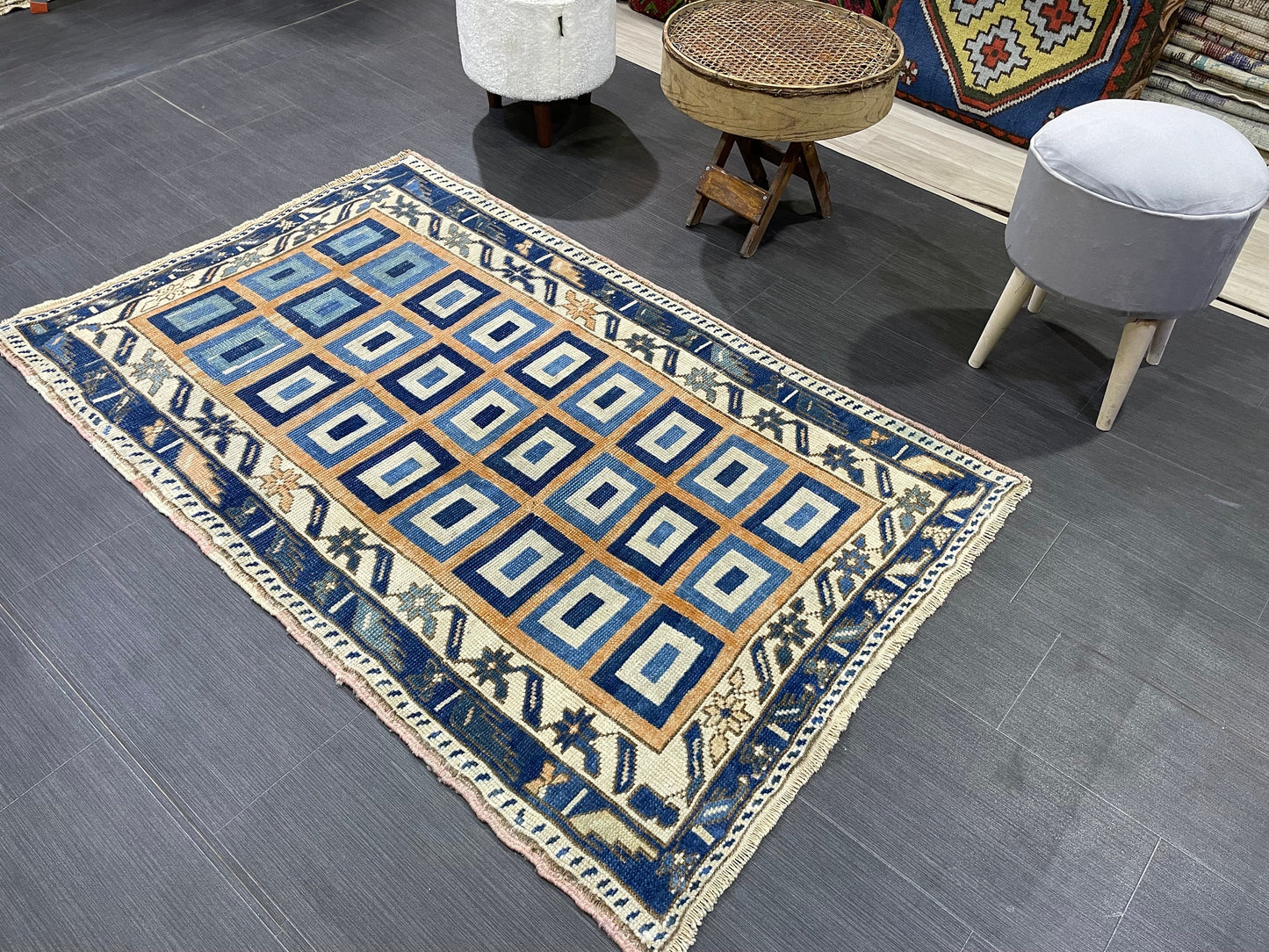 Antique Rug, TURKISH RUG, VINTAGE Rug, Living Room 3.3 x 5.2 Rug, Oushak Rug, Handmade Rug, Earth Tones rug, Persian Rug, farmhouse rug