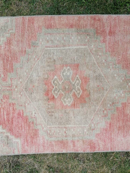Oushak turkish runner rug, vintage wool runner 2'7x10'4 hallway handmade runner, kitchen runner, bohemian rug