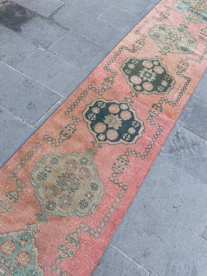 Hand Knotted Extra Long Turkish Runner Very Long Oushak Runner Rug 2.4 x 18.8 Vintage Runner Rug XL Oriental Runner Rug Staircase Runner